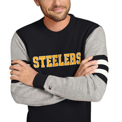 Pittsburgh Steelers Tommy Hilfiger Acrylic Crewneck Pullover Sweater Black/Heather Gray | NFL