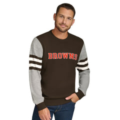 Cleveland Browns Tommy Hilfiger Acrylic Crewneck Pullover Sweater Brown/Heather Gray | NFL