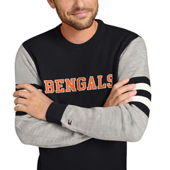 Cincinnati Bengals Tommy Hilfiger Acrylic Crewneck Pullover Sweater Black/Heather Gray | NFL