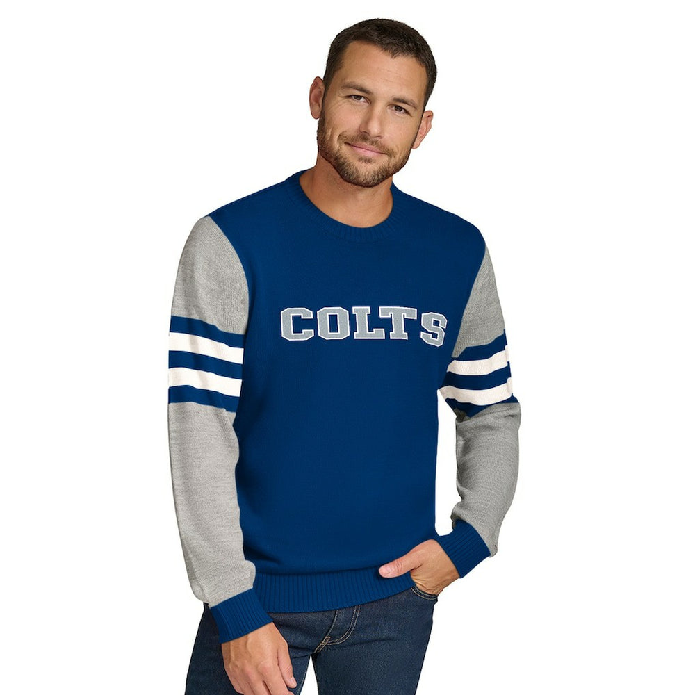 Indianapolis Colts Tommy Hilfiger Acrylic Crewneck Pullover Sweater Royal/Heather Gray | NFL