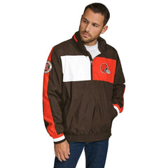 Cleveland Browns Tommy Hilfiger Gael Lightweight Half-Zip Pullover Hoodie Jacket Brown | NFL