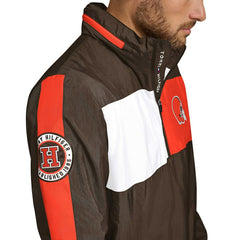 Cleveland Browns Tommy Hilfiger Gael Lightweight Half-Zip Pullover Hoodie Jacket Brown | NFL