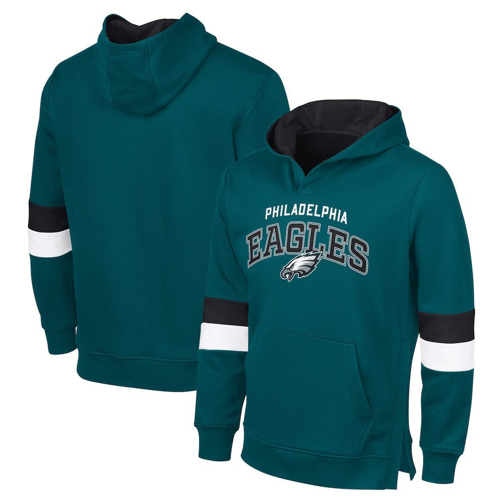 Philadelphia Eagles G-III Sports by Carl BanksMen's Adaptive Faceoff Pullover Hoodie Midnight Green/Black | NFL