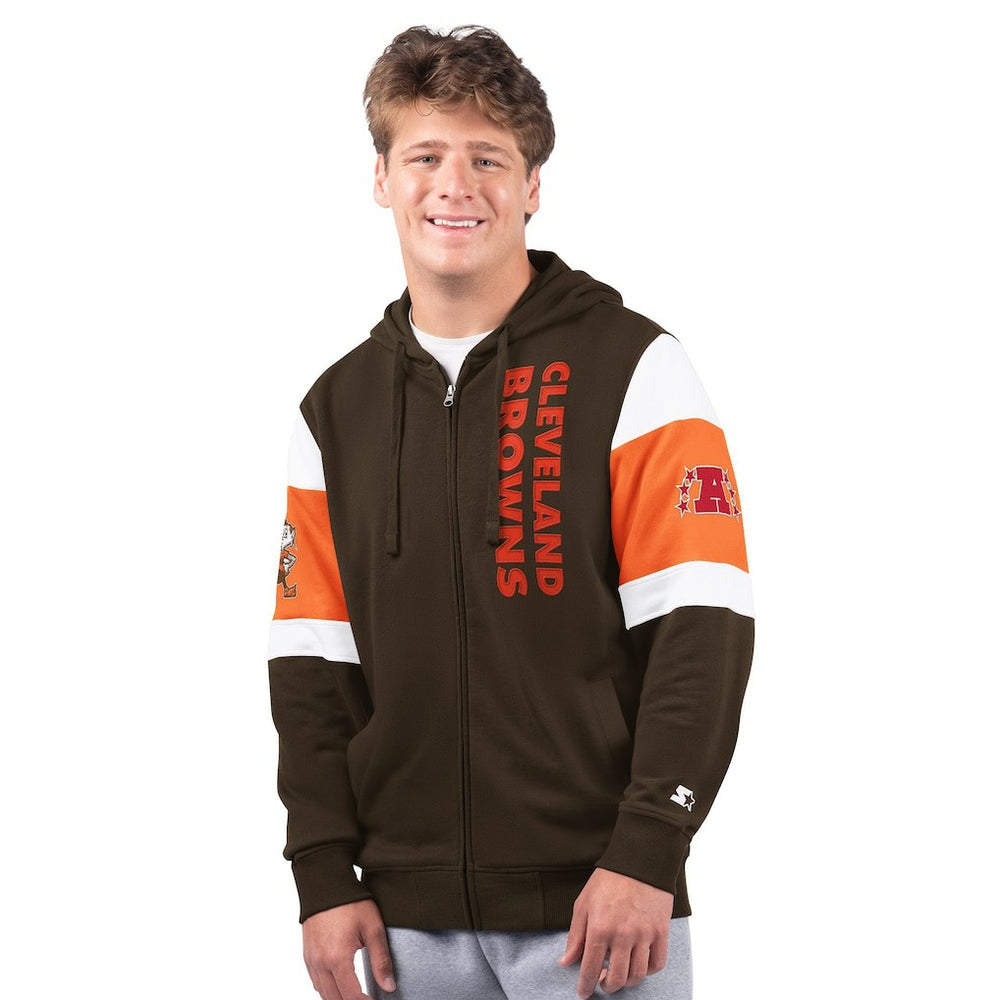 Cleveland Browns Starter Extreme Vintage Logo Full-Zip Hoodie Brown | NFL