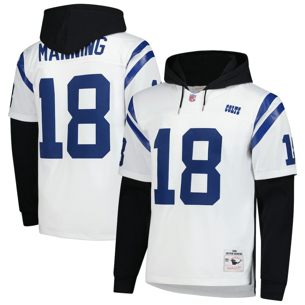 Peyton Manning Indianapolis Colts Player Name & Number Hoodie Legacy Jersey White | Mitchell & Ness