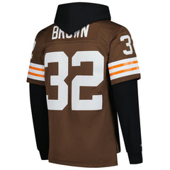 Jim Brown Cleveland Browns Player Name & Number Hoodie Legacy Jersey Brown | Mitchell & Ness