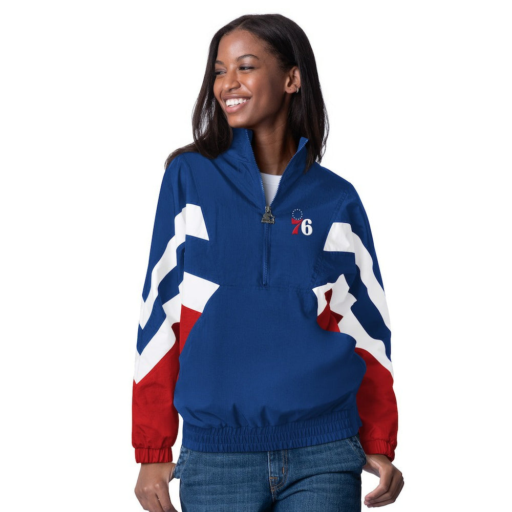 Philadelphia 76ers Starter Women's Renegade Oxford Half-Zip Jacket Royal - NBA