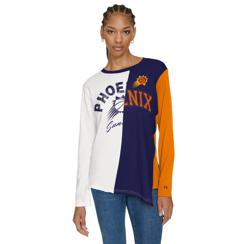 Phoenix Suns Tommy Jeans Women's Amelia Color Blocked Long Sleeve T-Shirt White/Purple - NBA