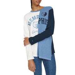 Memphis Grizzlies Tommy Jeans Women's Amelia Color Blocked Long Sleeve T-Shirt White/Light Blue - NBA