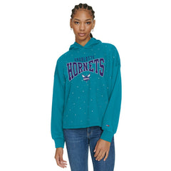 Charlotte Hornets Tommy Jeans Women's Stella Cropped Pullover Hoodie Teal - NBA