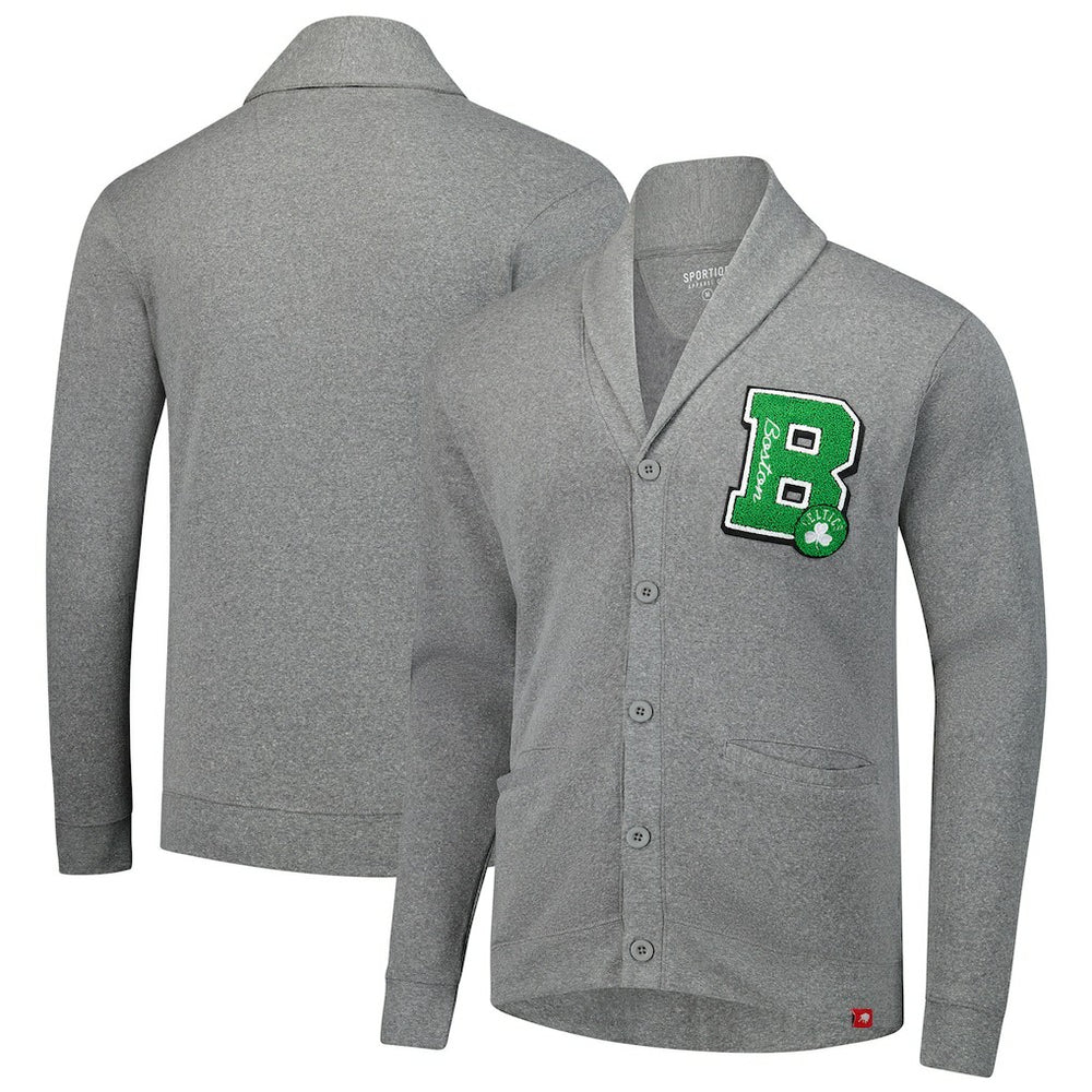 Boston Celtics Sportiqe Unisex Henshaw Full-Button Cardigan Sweater Heather Gray - NBA