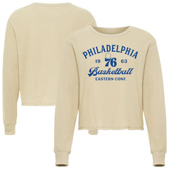Philadelphia 76ers Sportiqe Unisex High Country Collection Cullen Waffle Knit Long Sleeve T-Shirt Cream - NBA