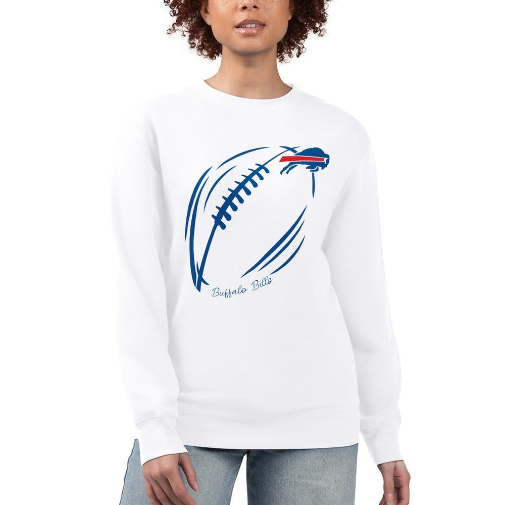 Buffalo Bills G-III 4Her by Carl Banks Women's Football Logo Graphic Fleece Tri-Blend Pullover Sweatshirt White | NFL