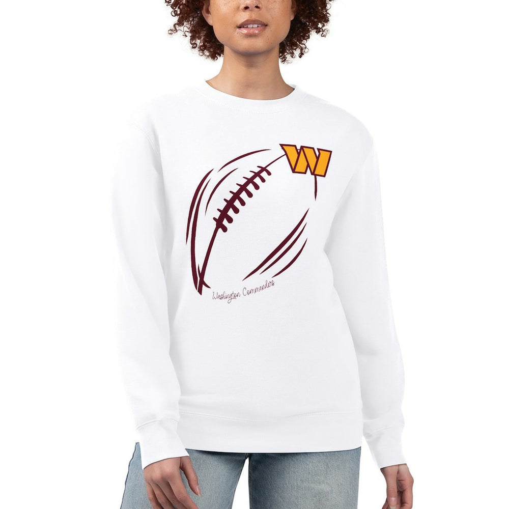 Washington Commanders G-III 4Her by Carl Banks Women's Football Logo Graphic Fleece Tri-Blend Pullover Sweatshirt White | NFL