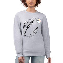 Pittsburgh Steelers G-III 4Her by Carl Banks Women's Football Logo Graphic Fleece Tri-Blend Pullover Sweatshirt Heather Gray | NFL