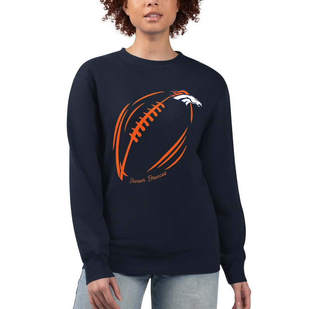 Denver Broncos G-III 4Her by Carl Banks Women's Football Logo Graphic Fleece Tri-Blend Pullover Sweatshirt Navy | NFL