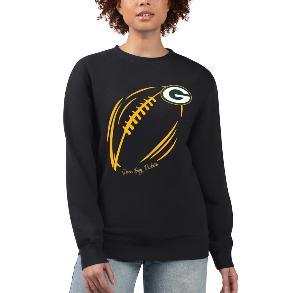 Green Bay Packers G-III 4Her by Carl Banks Women's Football Logo Graphic Fleece Tri-Blend Pullover Sweatshirt Black | NFL