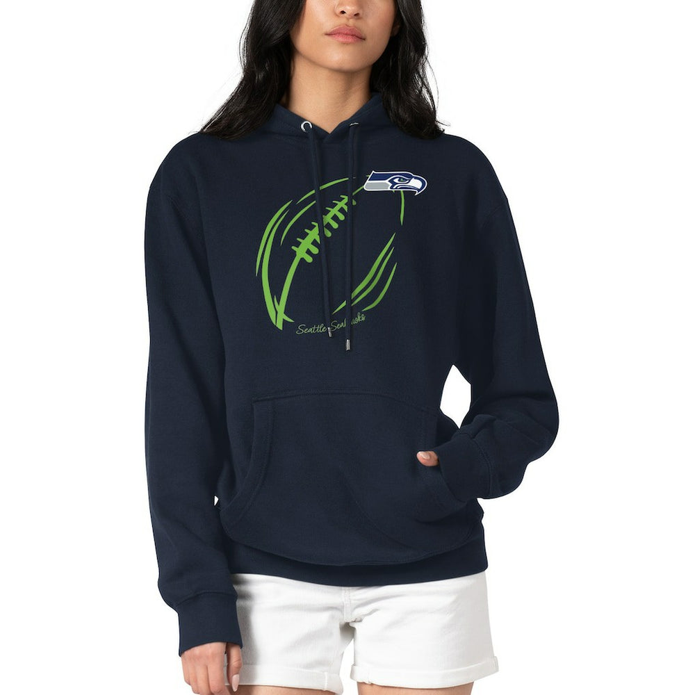 Seattle Seahawks G-III 4Her by Carl Banks Women's Football Logo Fleece Tri-Blend Pullover Hoodie Navy | NFL