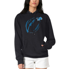 Detroit Lions G-III 4Her by Carl Banks Women's Football Logo Fleece Tri-Blend Pullover Hoodie Black | NFL