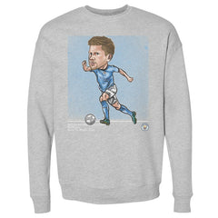 Kevin De Bruyne Manchester City 500 Level Cartoon Player Pullover Crewneck Sweatshirt Heather Gray - FIFA World CUP