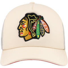 Chicago Blackhawks Mitchell & Ness Foam Front Trucker Adjustable Hat - Cream - NHL
