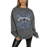 Dallas Cowboys Gameday Couture Women's Oversized Long Weekend Premium Fleece Drop Shoulder Pullover Sweatshirt Charcoal | NFL
