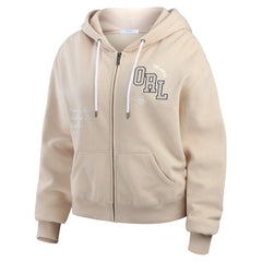 Orlando Magic WEAR by Erin Andrews Women's Tonal Felt Patch Full-Zip Hoodie Tan - NBA