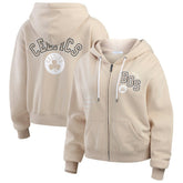 Boston Celtics WEAR by Erin Andrews Women's Plus Size Tonal Felt Patch Full-Zip Hoodie Cream - NBA