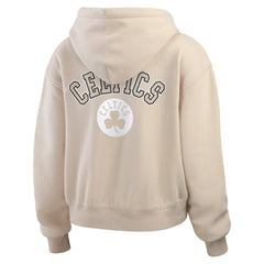 Boston Celtics WEAR by Erin Andrews Women's Plus Size Tonal Felt Patch Full-Zip Hoodie Cream - NBA