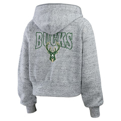 Milwaukee Bucks WEAR by Erin Andrews Women's Speckled Radiator Full-Zip Hoodie Heather Gray - NBA