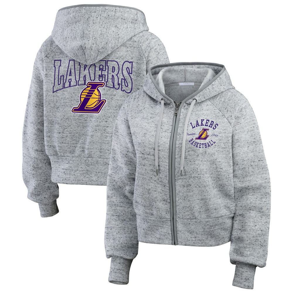 Los Angeles Lakers WEAR by Erin Andrews Women's Speckled Radiator Full-Zip Hoodie Heather Gray - NBA