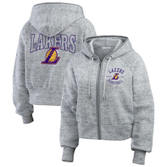 Los Angeles Lakers WEAR by Erin Andrews Women's Speckled Radiator Full-Zip Hoodie Heather Gray - NBA