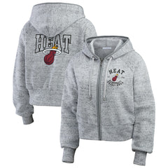 Miami Heat WEAR by Erin Andrews Women's Speckled Radiator Full-Zip Hoodie Heather Gray - NBA