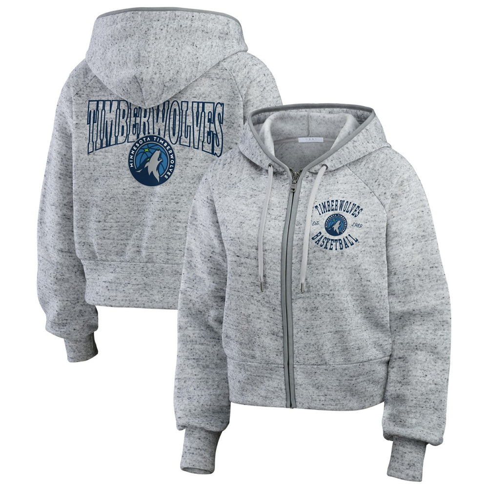 Minnesota Timberwolves WEAR by Erin Andrews Women's Speckled Radiator Full-Zip Hoodie Heather Gray - NBA