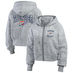 Oklahoma City Thunder WEAR by Erin Andrews Women's Speckled Radiator Full-Zip Hoodie Heather Gray - NBA