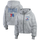 Philadelphia 76ers WEAR by Erin Andrews Women's Speckled Radiator Full-Zip Hoodie Heather Gray - NBA