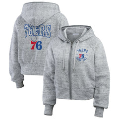 Philadelphia 76ers WEAR by Erin Andrews Women's Speckled Radiator Full-Zip Hoodie Heather Gray - NBA