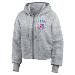 Philadelphia 76ers WEAR by Erin Andrews Women's Speckled Radiator Full-Zip Hoodie Heather Gray - NBA