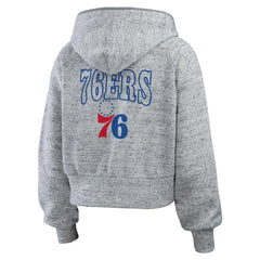 Philadelphia 76ers WEAR by Erin Andrews Women's Speckled Radiator Full-Zip Hoodie Heather Gray - NBA