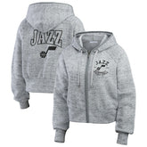 Utah Jazz WEAR by Erin Andrews Women's Speckled Radiator Full-Zip Hoodie Heather Gray - NBA