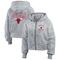 Chicago Bulls WEAR by Erin Andrews Women's Speckled Radiator Full-Zip Hoodie Heather Gray - NBA