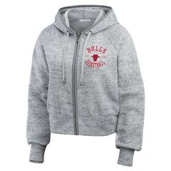 Chicago Bulls WEAR by Erin Andrews Women's Speckled Radiator Full-Zip Hoodie Heather Gray - NBA