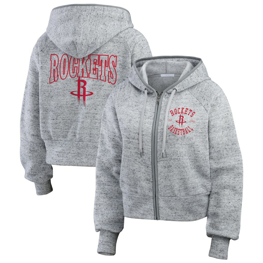 Houston Rockets WEAR by Erin Andrews Women's Speckled Radiator Full-Zip Hoodie Heather Gray - NBA