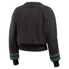 Milwaukee Bucks WEAR by Erin Andrews Women's Vintage Raglan Cropped Pullover Sweatshirt Black - NBA