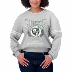 Milwaukee Bucks WEAR by Erin Andrews Women's French Terry Pullover Sweatshirt Heather Gray - NBA