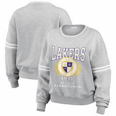 Los Angeles Lakers WEAR by Erin Andrews Women's French Terry Pullover Sweatshirt Heather Gray - NBA