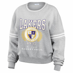 Los Angeles Lakers WEAR by Erin Andrews Women's French Terry Pullover Sweatshirt Heather Gray - NBA