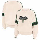 Milwaukee Bucks WEAR by Erin Andrews Women's Stripe Pullover Sweater Cream - NBA