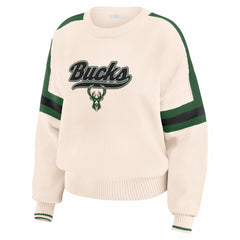 Milwaukee Bucks WEAR by Erin Andrews Women's Stripe Pullover Sweater Cream - NBA