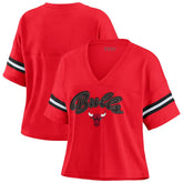 Chicago Bulls WEAR by Erin Andrews Women's Color Block Boxy V-Neck T-Shirt Red - NBA